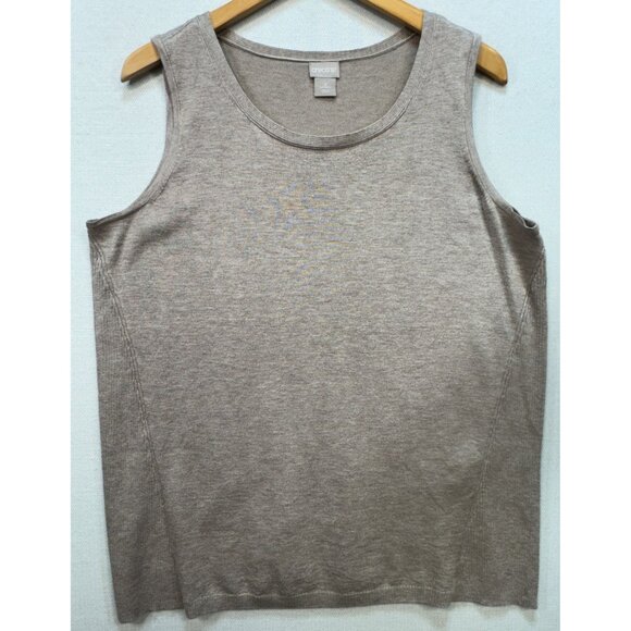 Chico's Womens Easywear Rayon Tank Top Summer Size 2 US L Solid Tan Lightweight - Picture 1 of 9